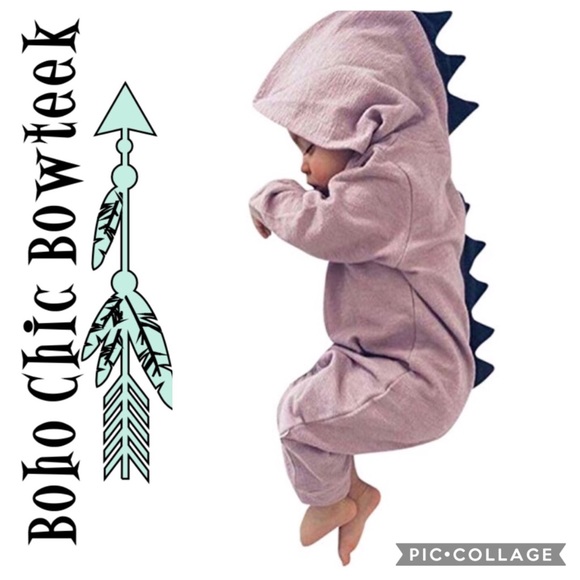 Other - 🏆Adorable Pink Dinosaur Hooded Baby Romper